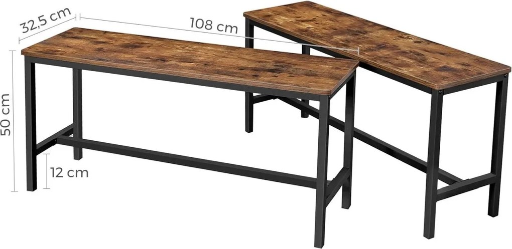 Konyhai ülőpad 2db, rusztikus barna 108x33x50cm