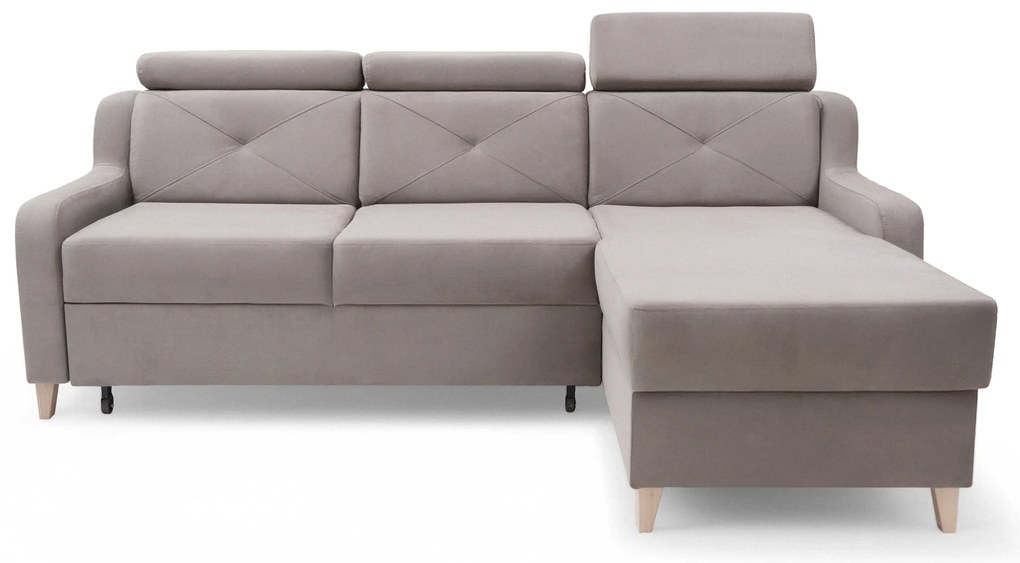 Laksaro sarokkanapé ágyfunkcióval jobb oldali - sötétbézs bársony Jasmine 25