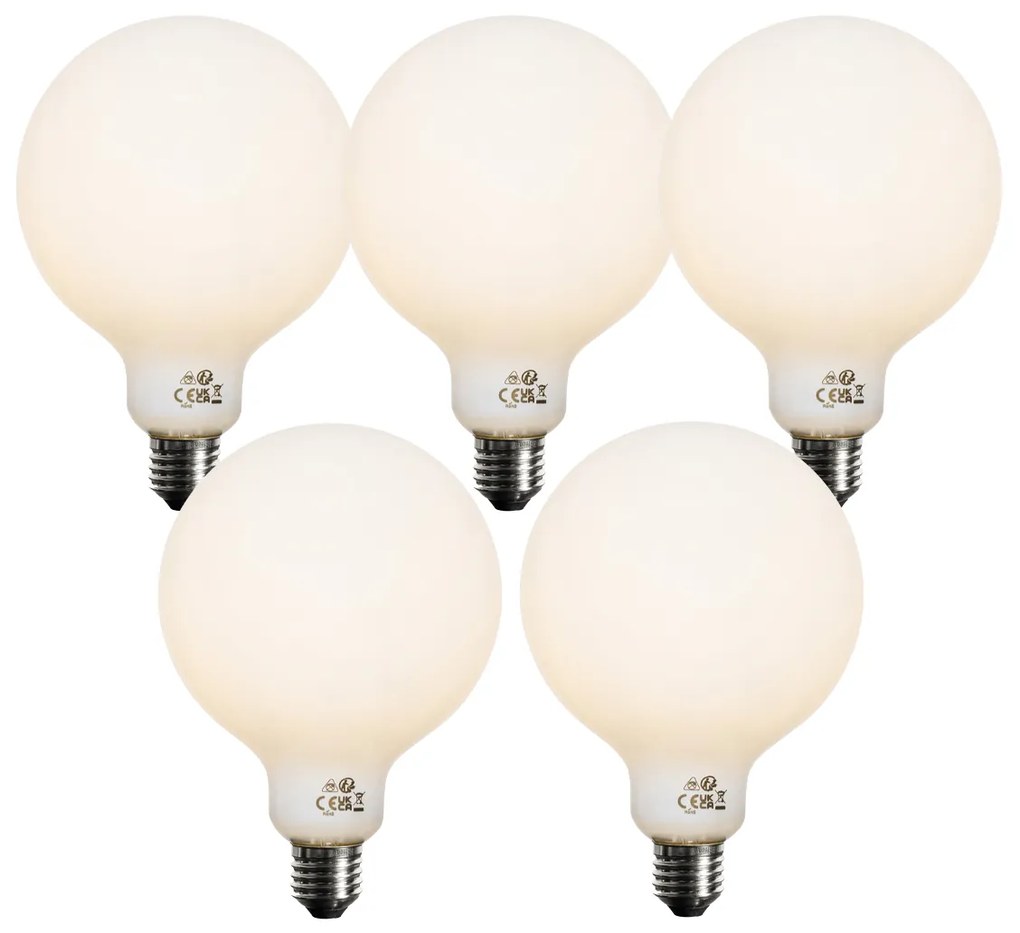 5 db-os E27 szabályozható LED izzó szett opál G125 5W 450 lm 3000K