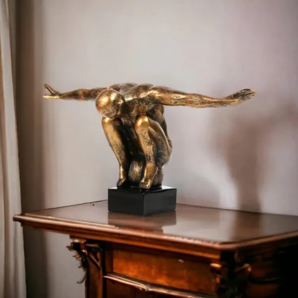 Asztaldísz 25x41x20 cm gyanta/arany patina