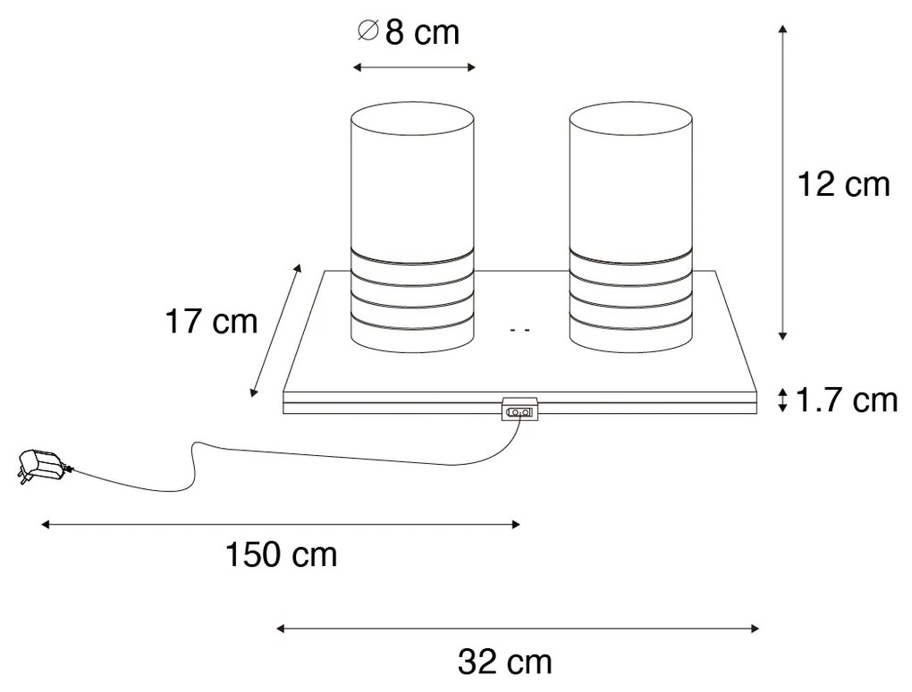 2 db-os asztali lámpa készlet sötét bronz RGBW újratölthető - Alessia