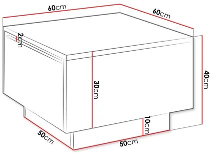 Dohányzóasztal Nasonat 60 x 60 (fekete royal márvány) (tárolóhellyel). 1103741