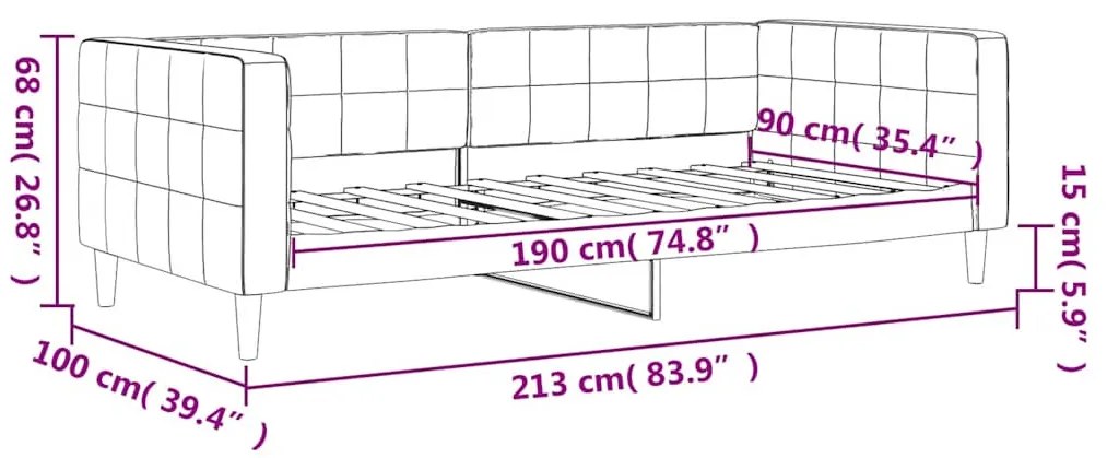 sötétszürke bársony kanapéágy 90 x 190 cm