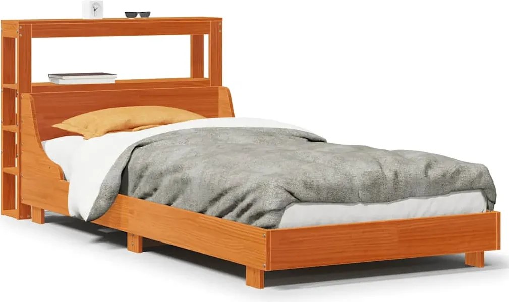 vidaXL viaszbarna tömör fenyőfa ágy matrac nélkül 90 x 190 cm