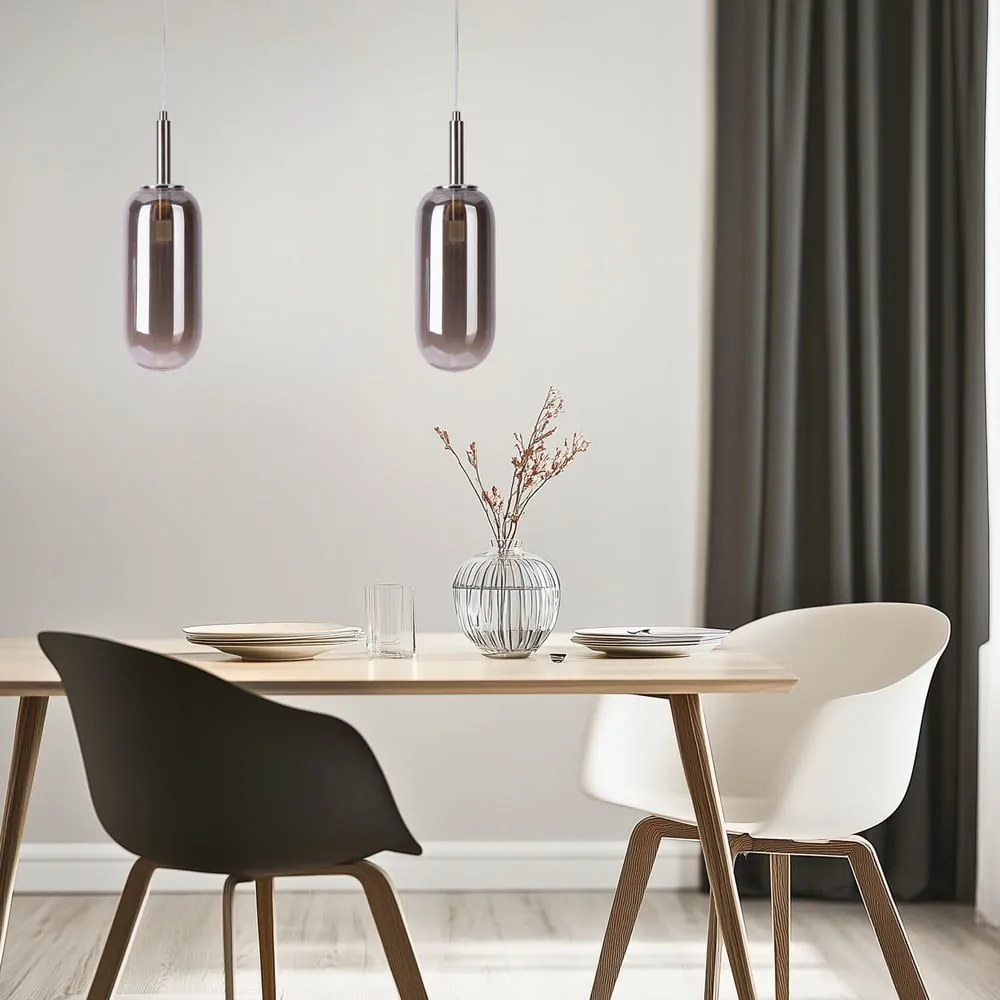 Antracitszürke LED függőlámpa üveg búrával ø 13 cm Fiuggi – Candellux Lighting