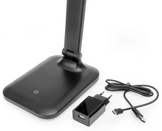 LED dimmelhető, érintésvezérlésű asztali lámpa USB-porttal REMUS LED/5W/230V fekete