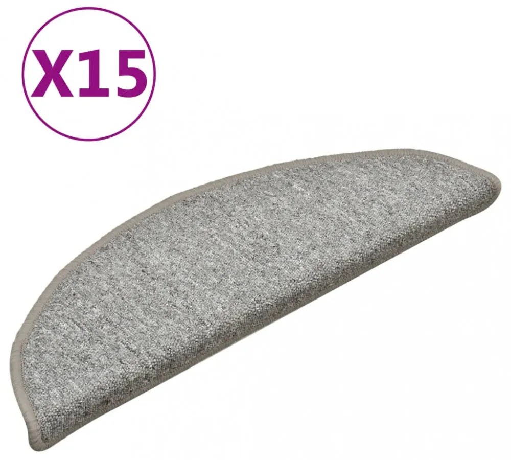15 db világosszürke lépcsőszőnyeg 56 x 17 x 3 cm