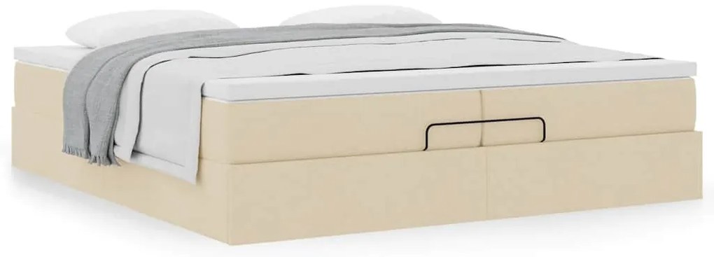 oszmán ágykeret matracokkal krém 200x200cm szövet