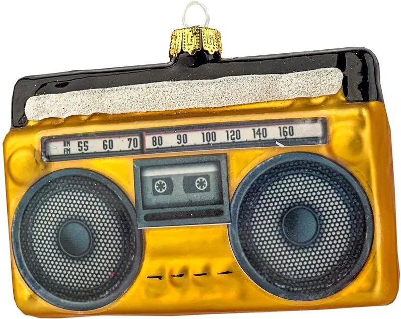 Retro karácsonyfadísz – Rádió kézzel készített, üveg