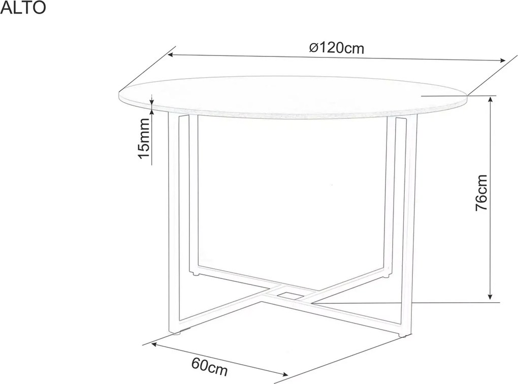 AKCIÓ Kerek étkezőasztal tölgy dekor asztallappal ALTO 120x120 II. osztály