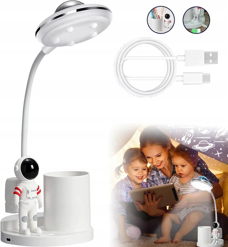 Gyerek Led Asztali Lámpa, Csillag Kivetítős Lámpa, Tolltartó