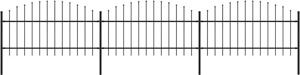 vidaXL fekete acélkerítés lándzsás tetejű 537 x 125 cm