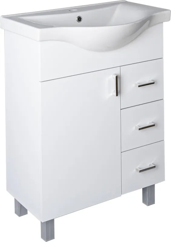 VivaStyle BIANKA 65 lábon álló fürdőszobabútor 3 fiókos Sanovit ALBATROS10065 mosdóval 64,5 x 46,5cm