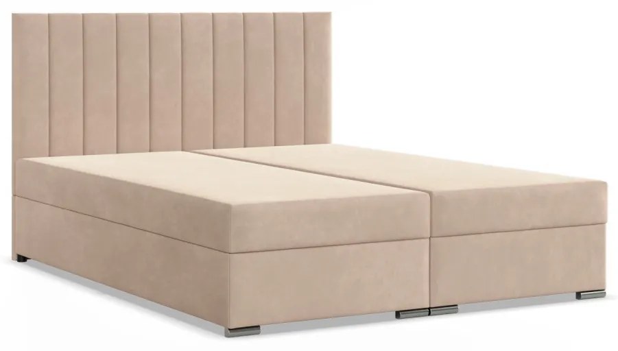 Agen ágy, bársony, 180 x 200, ágyneműtartóval, bézs