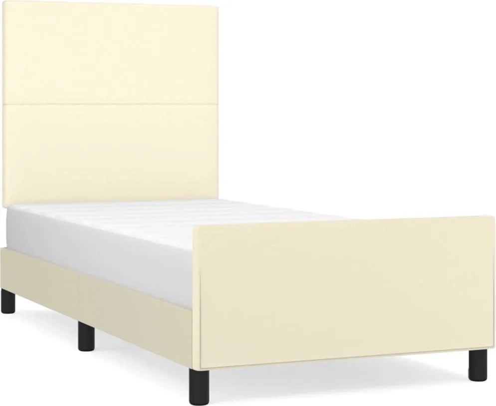 vidaXL krémszínű műbőr ágykeret fejtámlával 80 x 200 cm