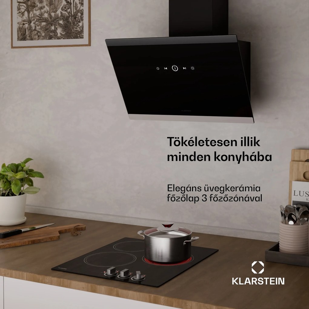 Klarstein EasyCook üvegkerámia főzőlap | 3 főzőzóna | 4700 W | 11 teljesítményfokozat | 45 cm