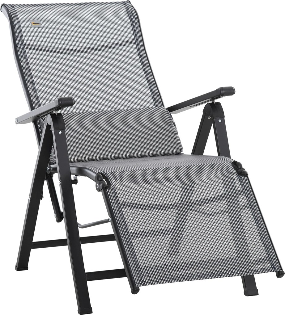 Outsunny Összecsukható Napozóágy Kertbe Párnával, Nulla Gravitációs Dönthető Szék 9 Pozícióval, 150 kg Teherbírással, Kert, Üdülés, Tengerpart, Fekete