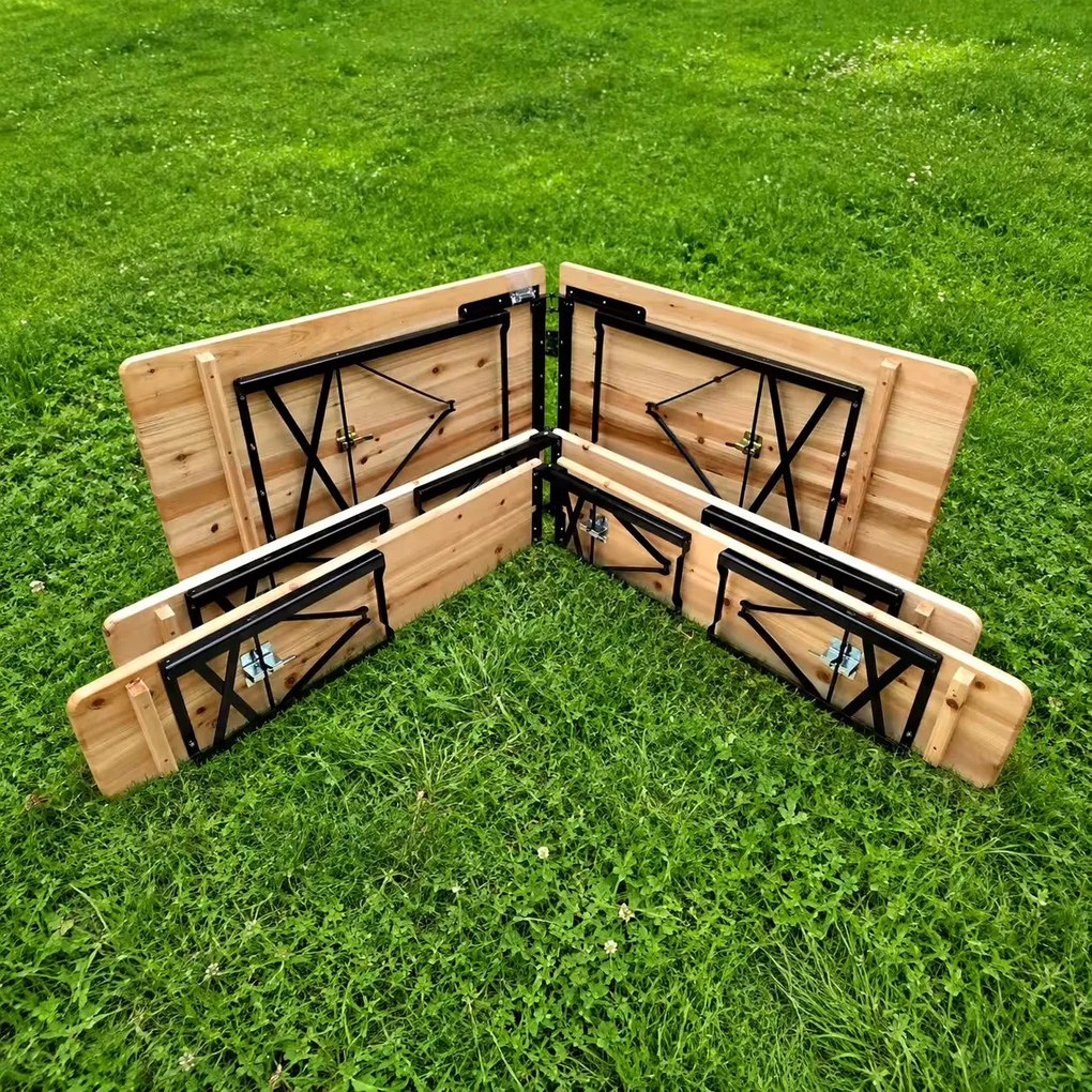 220x50 - 60 cm-es sörpad garnitúra – Kerti asztal padokkal 8 - 10 fő részére - 220 cm x 50 cm
