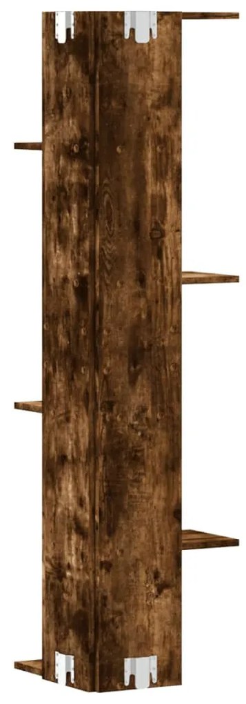 füstös tölgy szerelt fa fali sarokpolc 36,5 x 36,5 x 140 cm