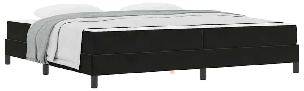 Boxspring ágy matraccal matracmal Fekete 200 x 200 cm Bársony