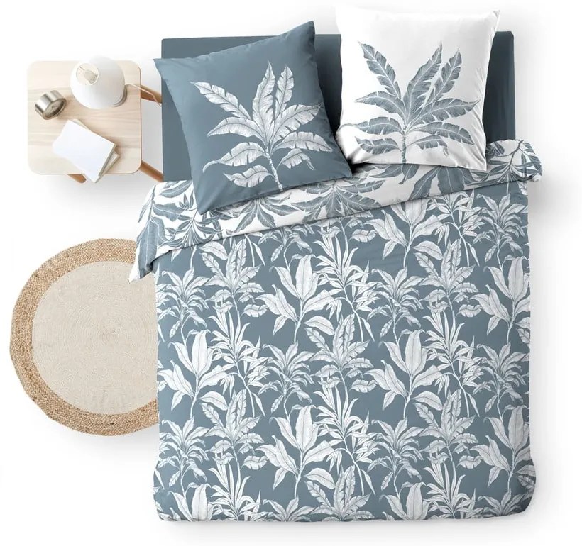 Fehér-kék kétszemélyes-hosszabbított pamut ágyneműhuzat 240x220 cm Hera – douceur d'intérieur