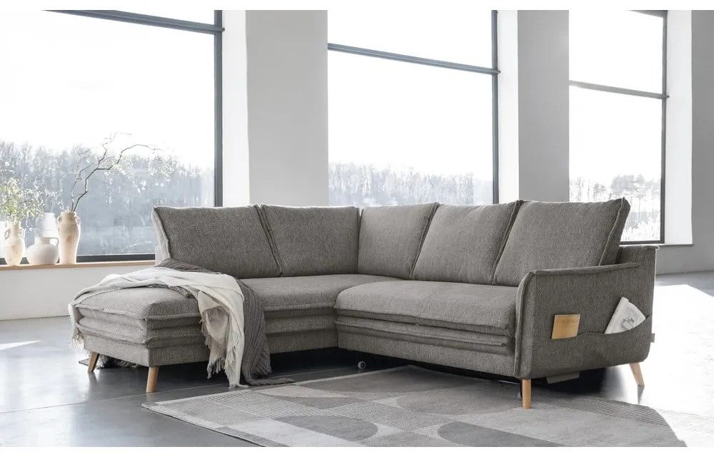 Szürke kinyitható sarokkanapé (bal oldali) Charming Charlie – Miuform