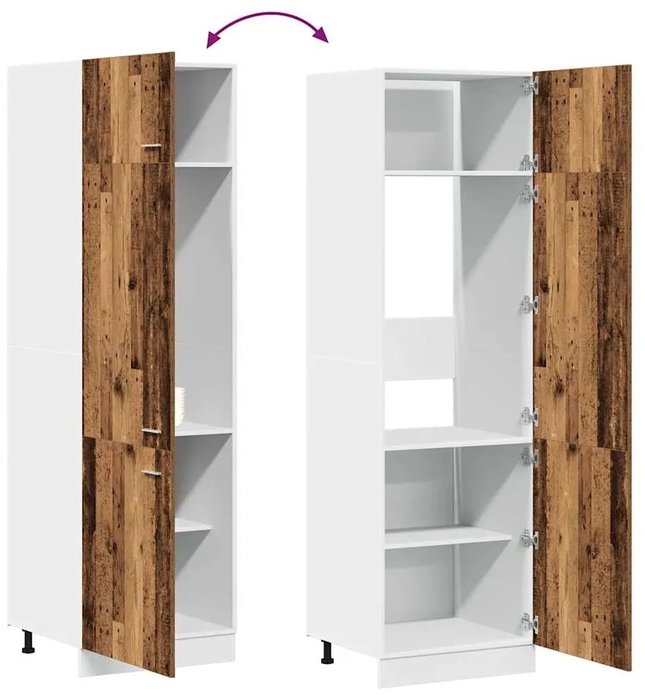 “Lyon” antik fa szerelt fa szekrény hűtőhöz 60 x 57 x 207 cm