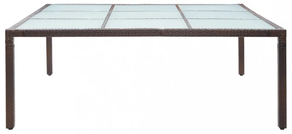 barna polyrattan kerti étkezőasztal 200 x 200 x 74 cm