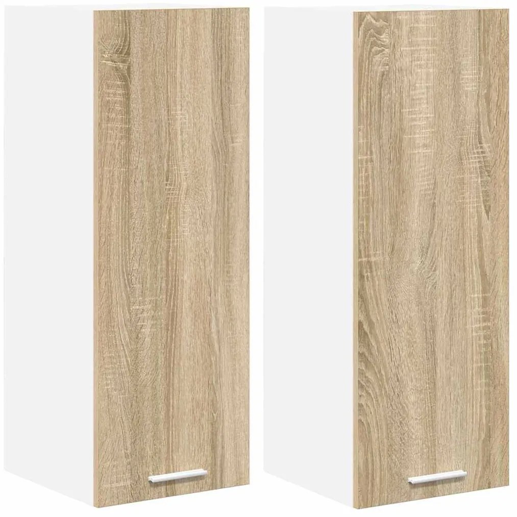 Függő szekrény Riga 2 pcs Sonoma tölgy és fehér 30 x 31 x 80 cm