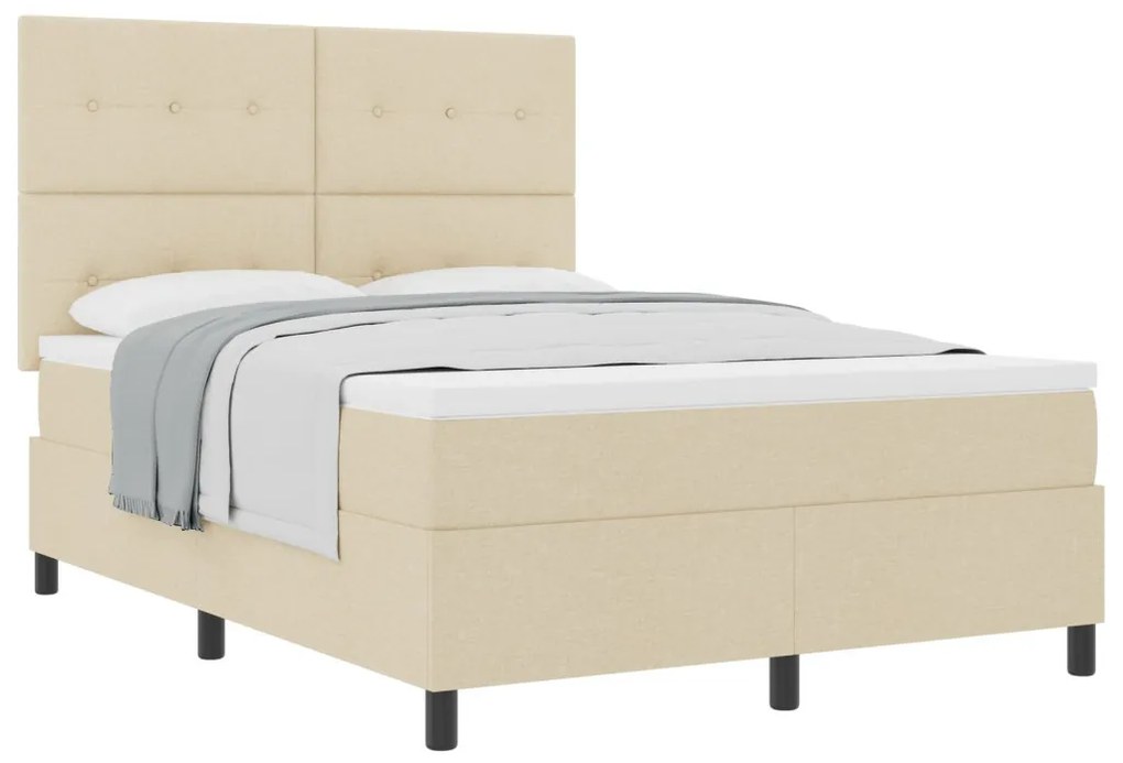 Box Spring Ágy Matraccal Krém 140x200 cm Szövet