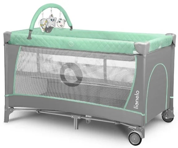 Lionelo - Utazóágy FLOWER türkiz