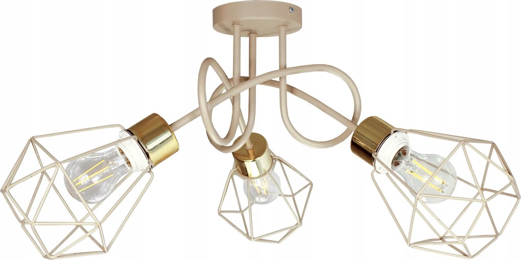 Csillár függesztett mennyezeti lámpa Edison Loft Bézs arany led mennyezeti lámpa