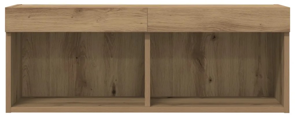 TV Fali Szekrény LED Fényekkel Műgyanta Tölgy 80x30x30 cm