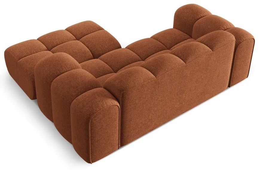 Terrakotta színű zsenília sarokkanapé (jobb oldali-heverő résszel) Treno – Cosmopolitan Design