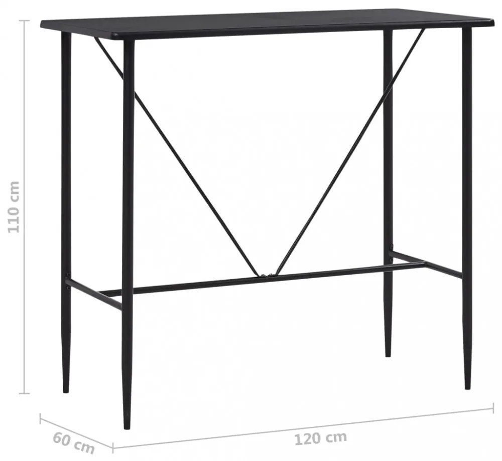 fekete MDF bárasztal 120 x 60 x 110 cm