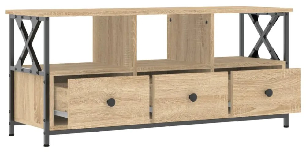 sonoma tölgyszínű szerelt fa és vas TV-szekrény 102x33x45 cm