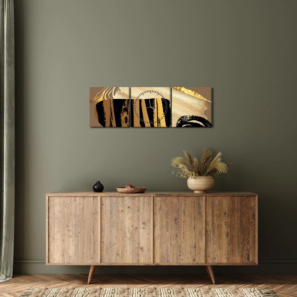 Kép - Absztrakció aranybarna N⁰2 (órával) (90x30 cm)