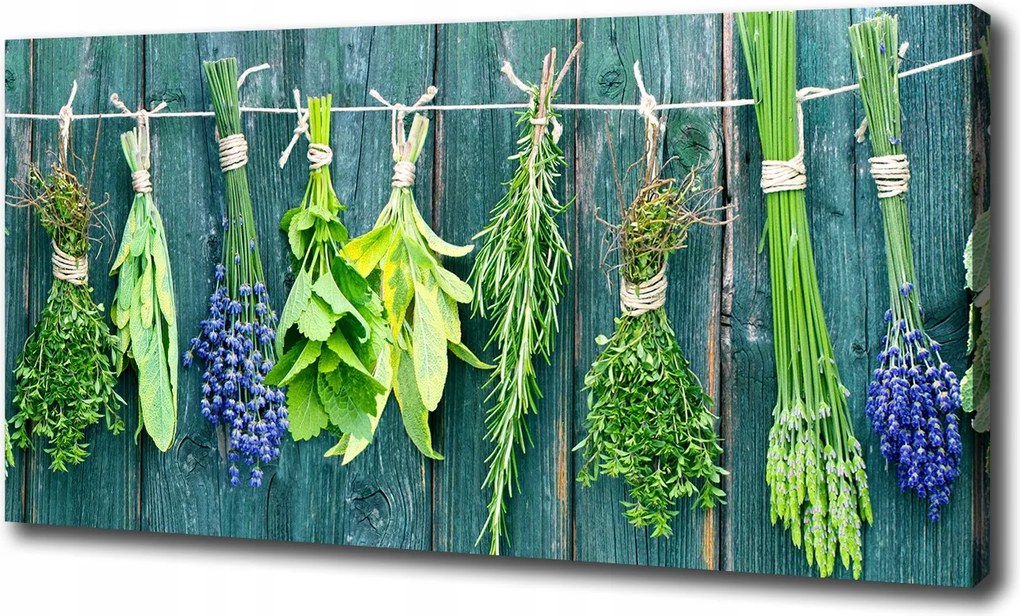 Vászonkép Gyógynövények zsinóron 100x70 cm