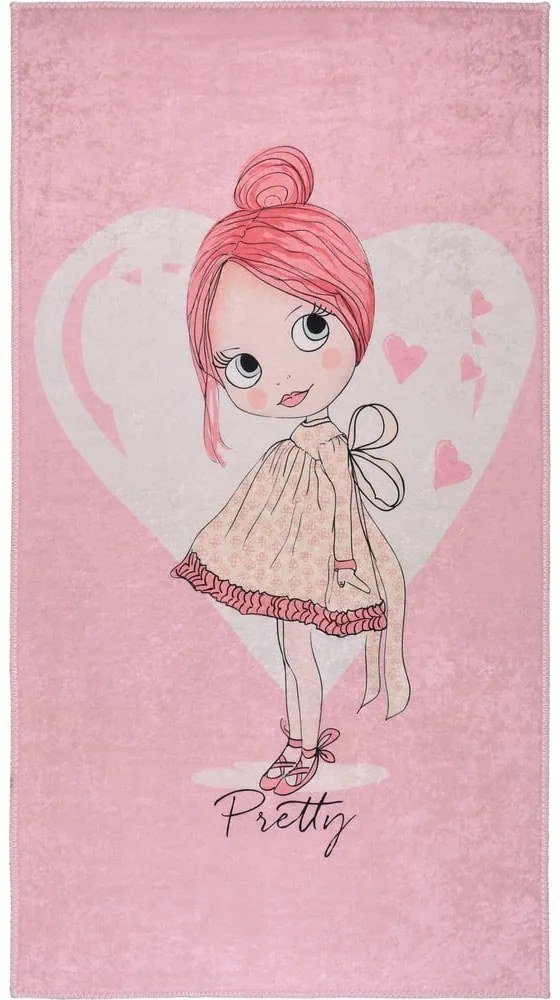 Rózsaszín mosható gyerek szőnyeg 80x120 cm Pretty Girl – Vitaus