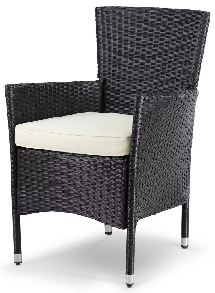 Deuba polyrattan fotel 2 darabos - fekete/krémszínű párnák