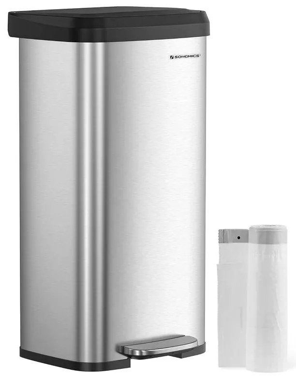 Konyhai szemetes, 68 literes pedálos kuka, ezüst-fekete