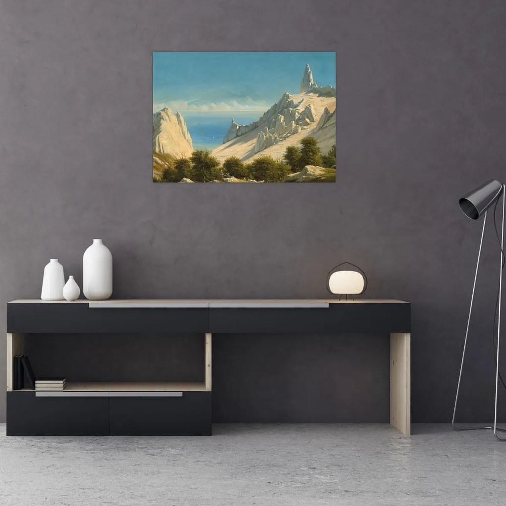Üveg kép - Georg Emil Libert, View of Sommerspiret, the Cliffs of Møn, reprodukciók (70x50 cm)