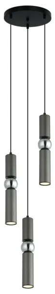 ITALUX PND-14290-3-GR - Csillár zsinóron ISIDORA 3xGU10/25W/230V antracit/króm