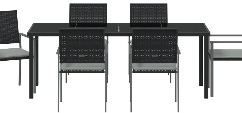 4-es szett Fekete PE rattan, porszórt acél 54x62.5x89 cm