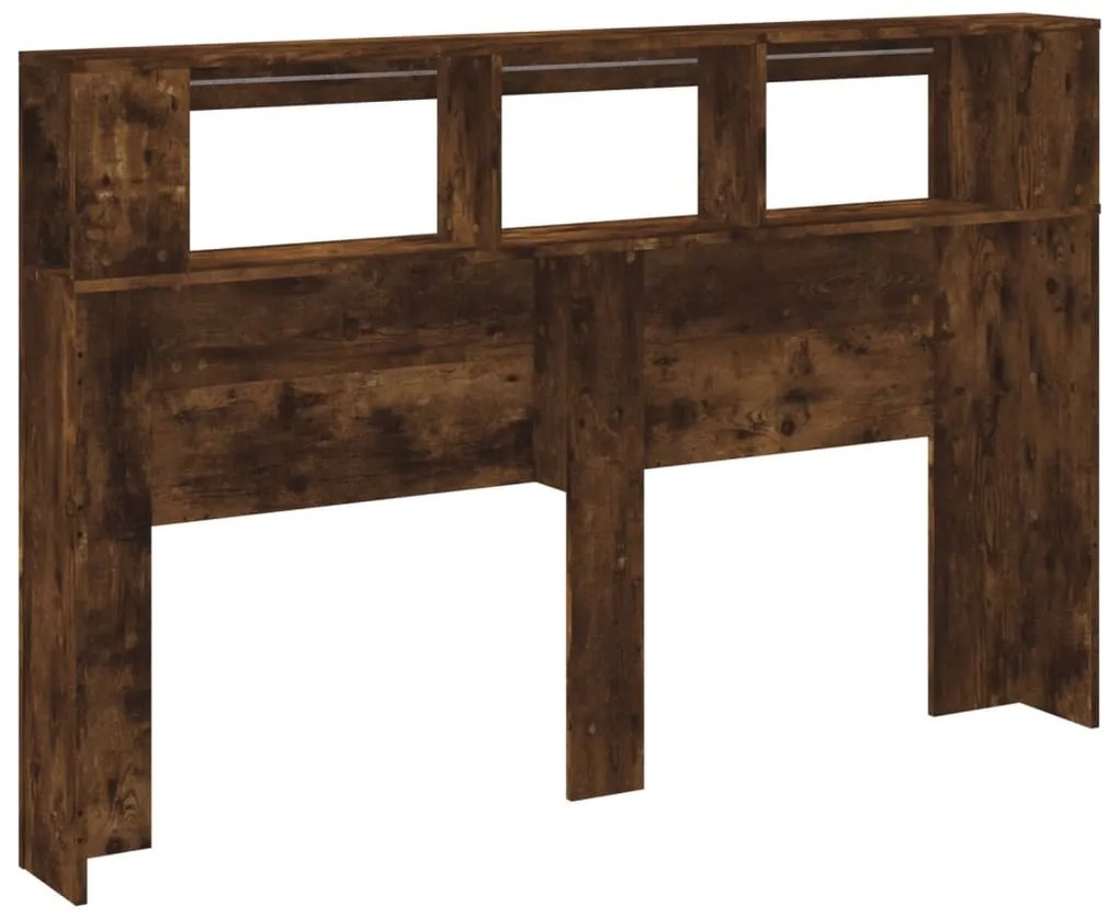 sonoma tölgy színű szerelt fa LED-es fejtámla 160x18,5x103,5 cm