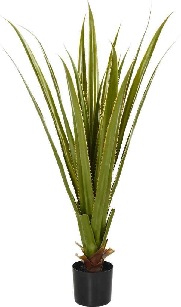 HOMCOM Mesterséges Agave Növény Cserépben, Magasság 90 cm, 16 Levél, Beltéri és Kültéri, Valósághű | Aosom