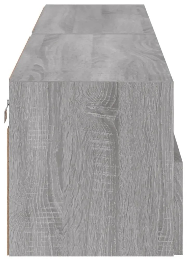 2 db szürke sonoma szerelt fa fali TV-szekrény 80 x 30 x 30 cm
