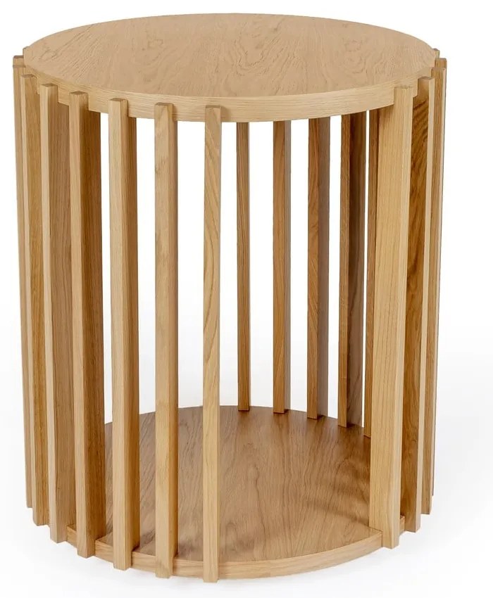 Drum tölgyfa tárolóasztal, ø 53 cm - Woodman