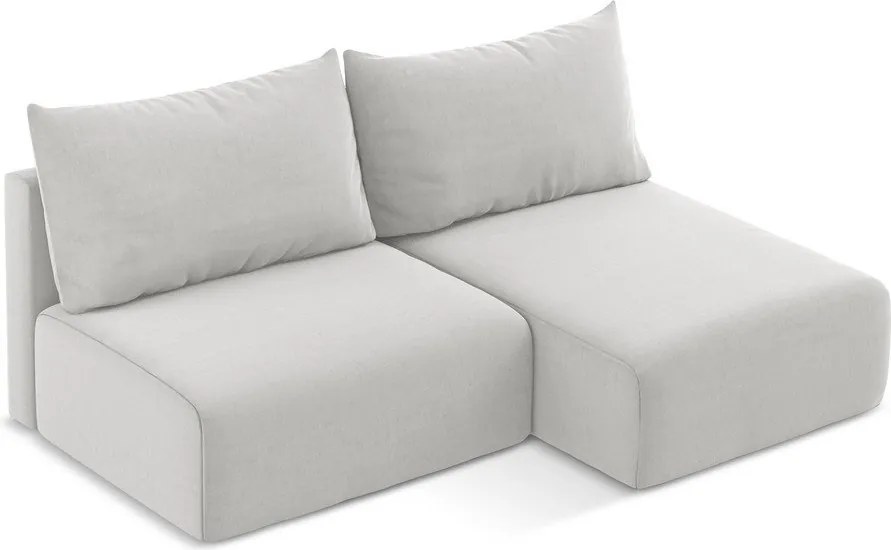 Világosszürke bársony kinyitható-tárolóhelyes sarokkanapé (jobb oldali-heverő résszel) Kalena – Makamii