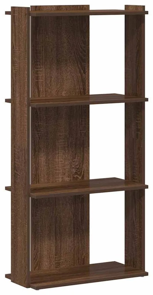3 szintes barna tölgy színű szerelt fa könyvespolc 60x30x120 cm